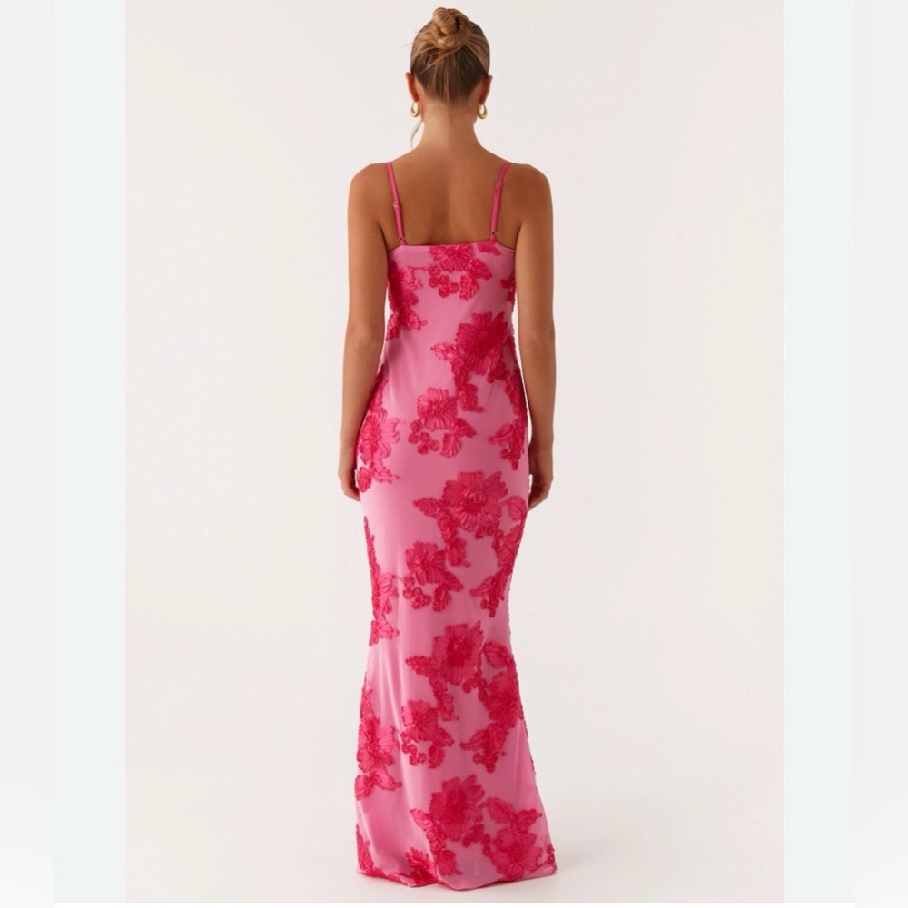 Pink Floral Lace Maxi Dress - Women's Maxi